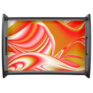 Love and Gold Abstract 3D Rainbowart Serving Tray