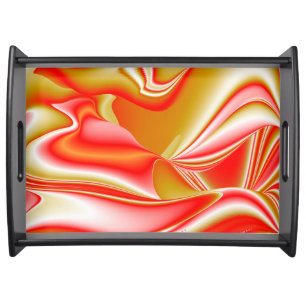 Love and Gold Abstract 3D Rainbowart Serving Tray