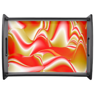 Love and Gold Abstract 3D Rainbowart Serving Tray