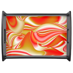 Love and Gold Abstract 3D Rainbowart Serving Tray