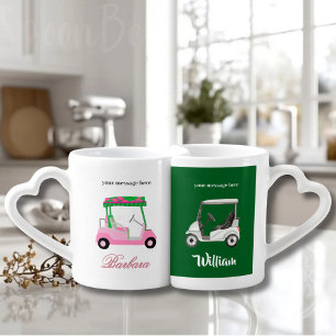 Love and Golf Personalized Carts Names Coffee Mug Set