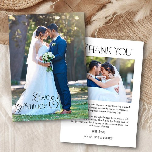 Love and Gratitude Nostalgic Type 2 Photo Wedding Thank You Card