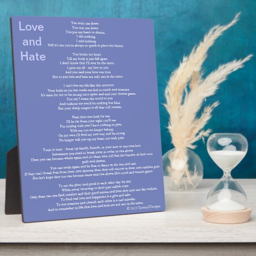 Love and Hate Poem Plaque