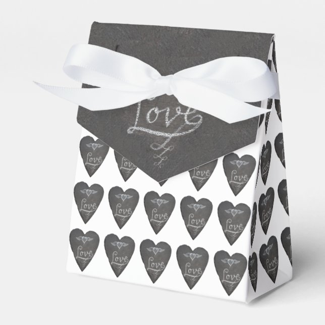 Love and Heart in Chalk Chalkboard Favor Boxes (Front Side)