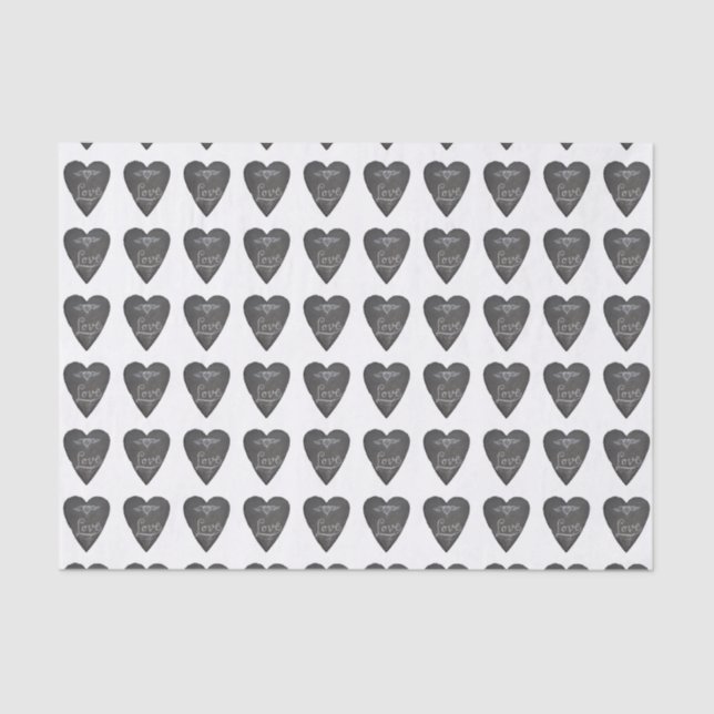 Love and Heart in Chalk Chalkboard Pattern Tissue Paper (Front)