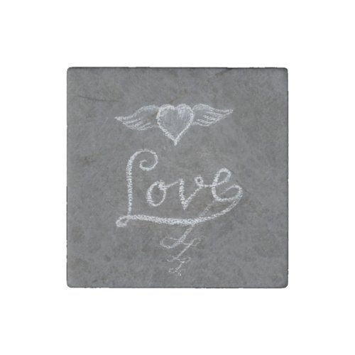 Love and Heart in Chalk Chalkboard Stone Magnet