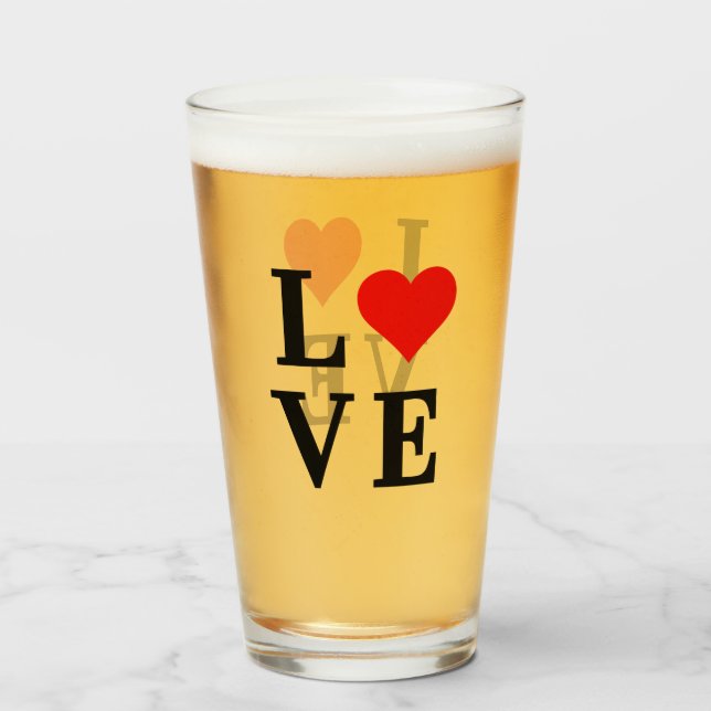 LOVE and Heart Minimalist Elegant Glass (Front Filled)