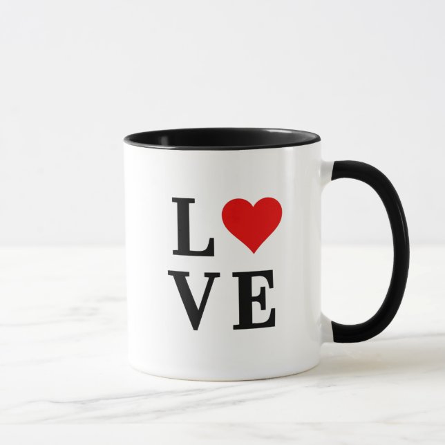 LOVE and Heart Minimalist Elegant Mug (Right)