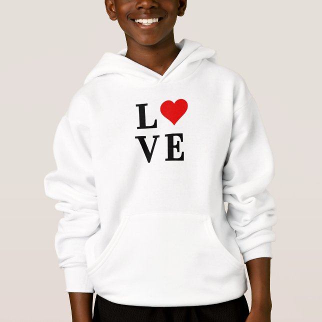 LOVE and Heart Minimalist  Hoodie (Front)