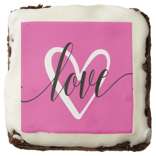 Love and Heart on Pink Brownie
