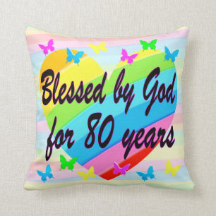 LOVE AND HEARTS 80TH BIRTHDAY BLESSINGS PILLOW