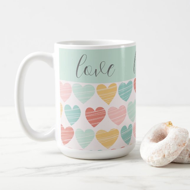 Love and Hearts Colorful Mug (With Donut)
