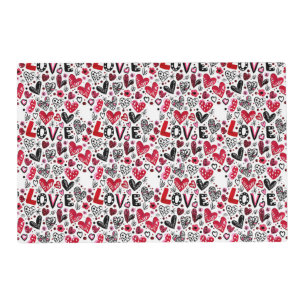 Love and hearts doodle art valentine placemat