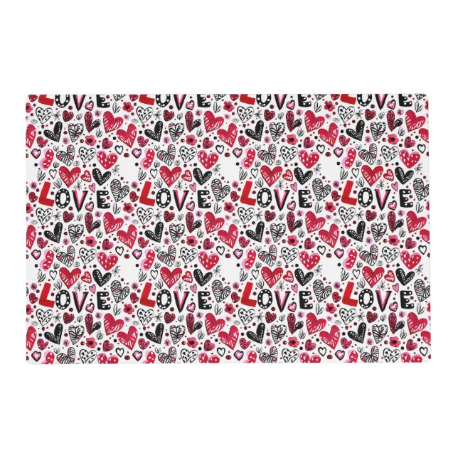 Love and hearts doodle art valentine placemat (Front)