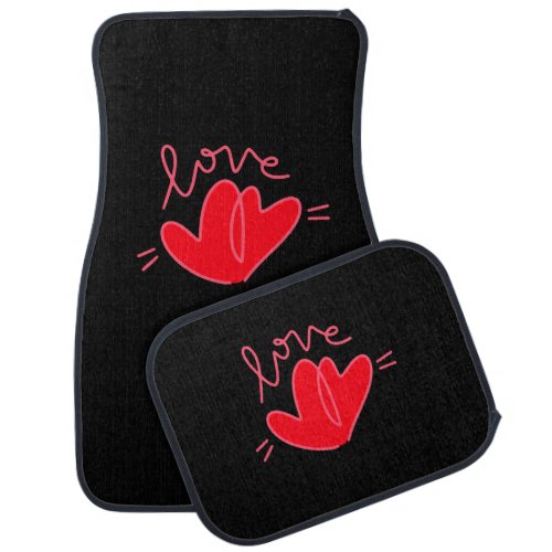 Love and Hearts Set of Car Mats