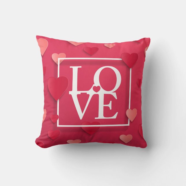 Love and Hearts Throw Pillow (Front)