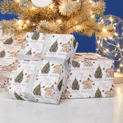 Love and Hugs Christmas Bunny Wrapping Paper