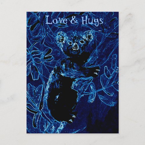 Love and Hugs Koala Bear Postcard