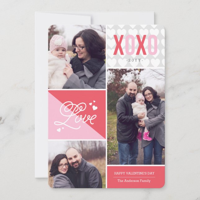 Love and Hugs Photo Valentine Holiday Card (Front)