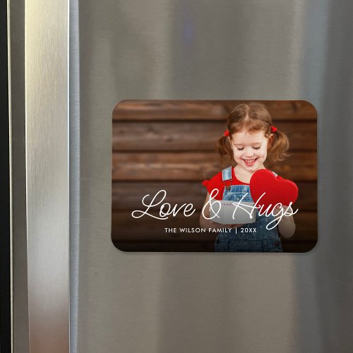 Love and Hugs Valentines Day Photo Overlay Magnet