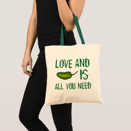 Love and Jalapeo is All You Need Green Pepper Tote Bag
