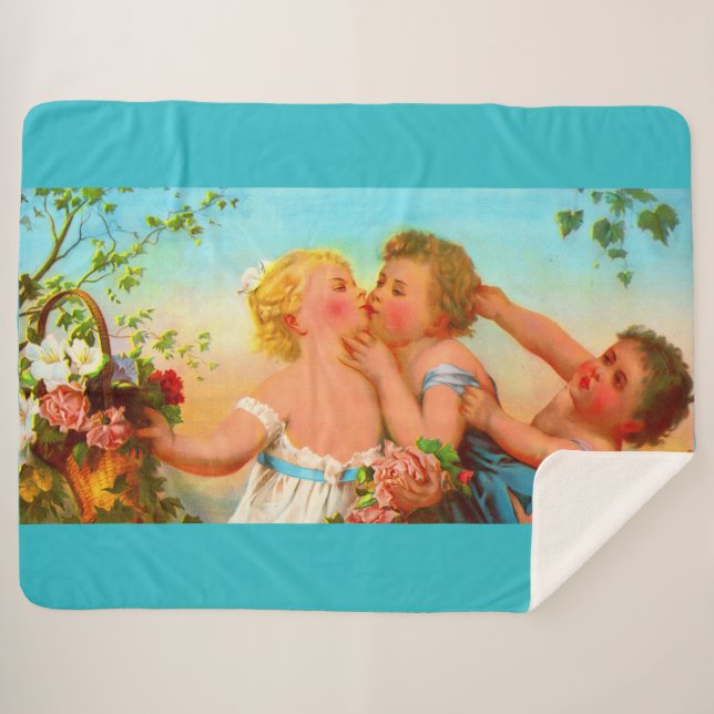 Love and Jealousy print Sherpa Blanket (Front (Horizontal))