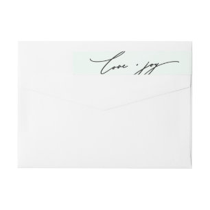 Love and Joy Calligraphy Mint Green Return Address Wrap Around Label