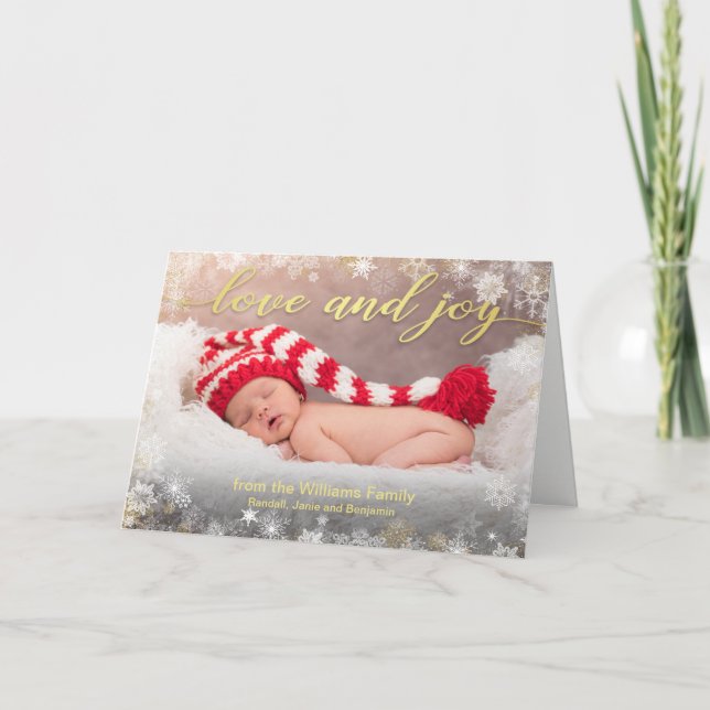 Love and Joy Christmas Holiday Photo Card (Front)
