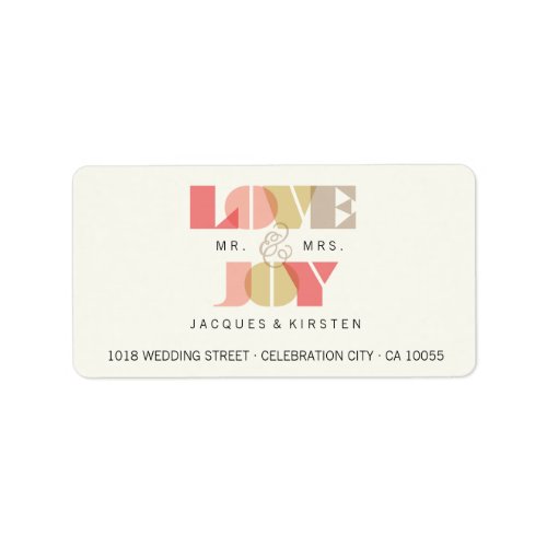 Love And Joy Clear Geo Typography Holiday Wedding Label