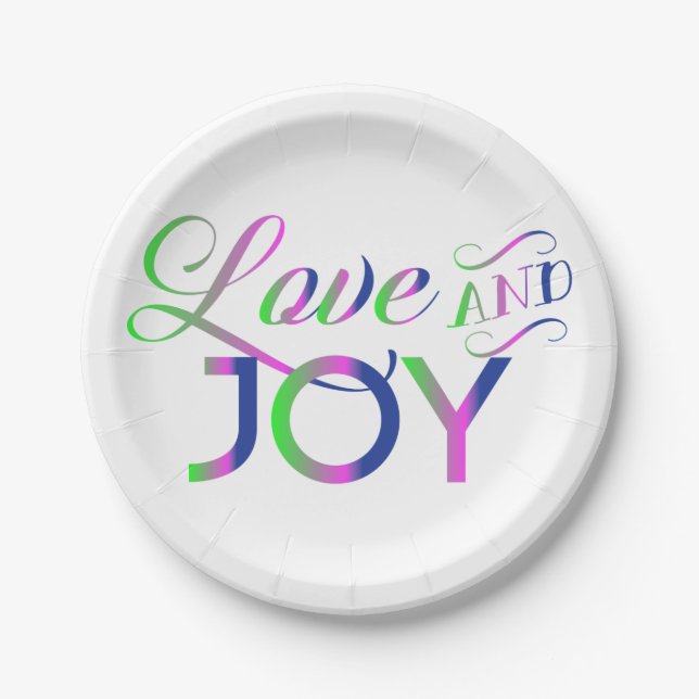Love And Joy Colorful Paper Plates (Front)
