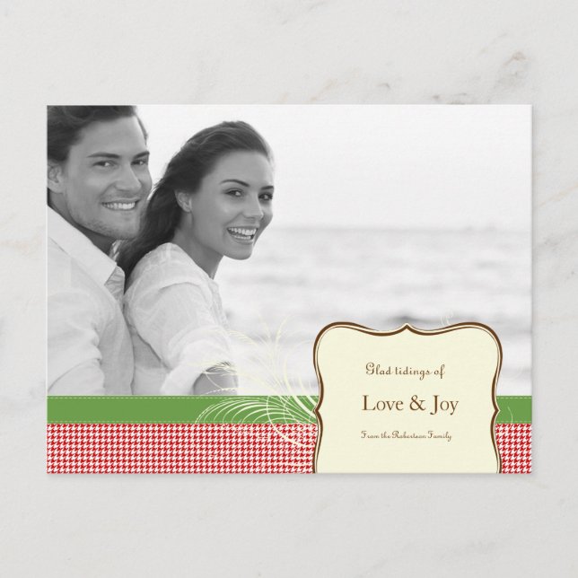 Love and Joy in Houndstooth Holiday Postcard (Front)
