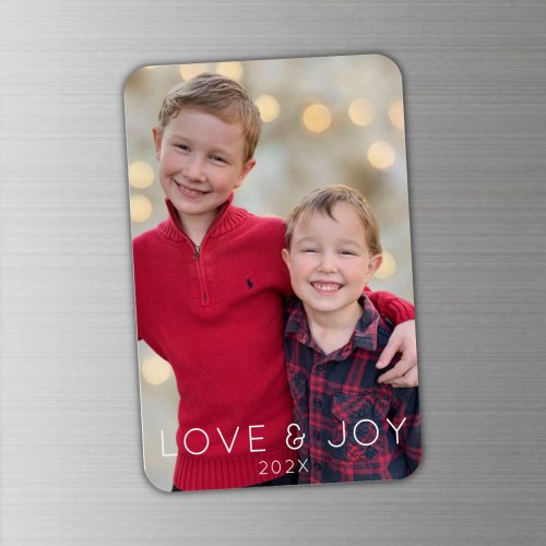 Love and Joy Kids Photo Christmas Magnet