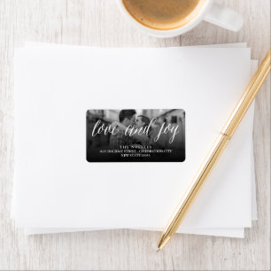 Love And Joy Mr & Mrs 1st Christmas Photo Wedding Label