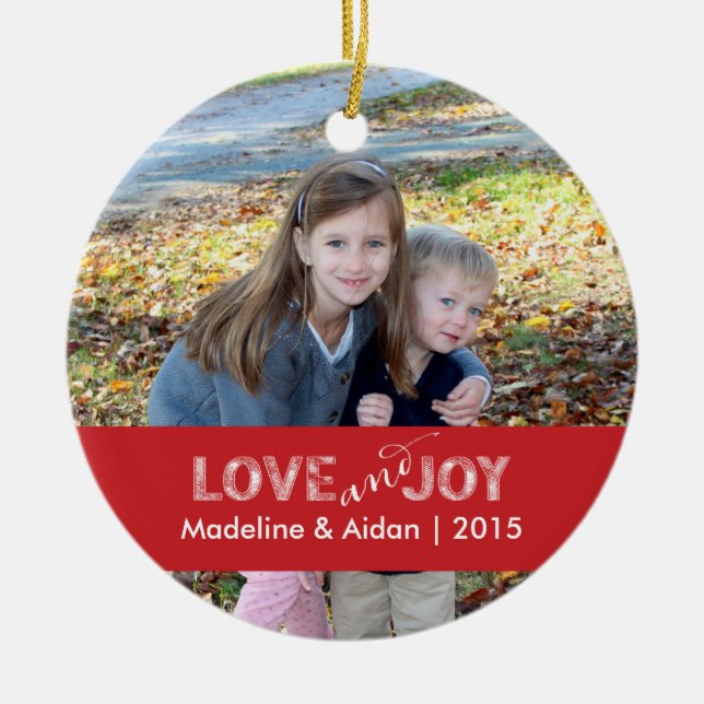Love and Joy | Personalized Photo Ornament (Front)