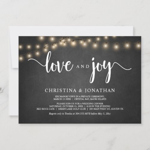 Love and Joy Rustic Wedding Elopement Party Invit Invitation