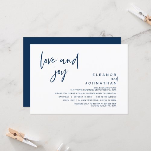 Love and Joy Wedding Elopement Party Invitation
