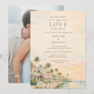 Love and Key West Destination Photo Wedding  Invitation