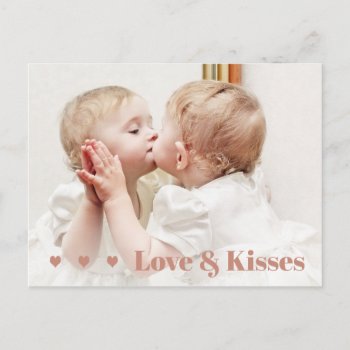 Love And Kisses Photo Valentine Postcard by DP_Holidays at Zazzle