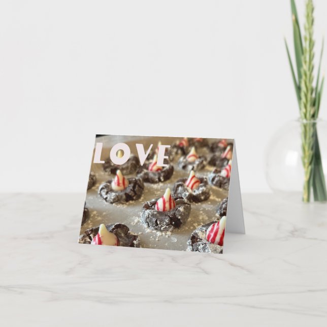 Love and kisses season's greetings thank you card (Front)