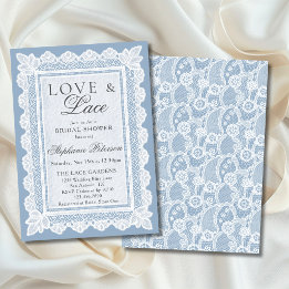 Love and Lace Vintage Blue Lace Bridal Shower Invitation