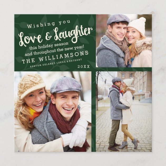 Love And Laughter Holiday Photo Card / Green