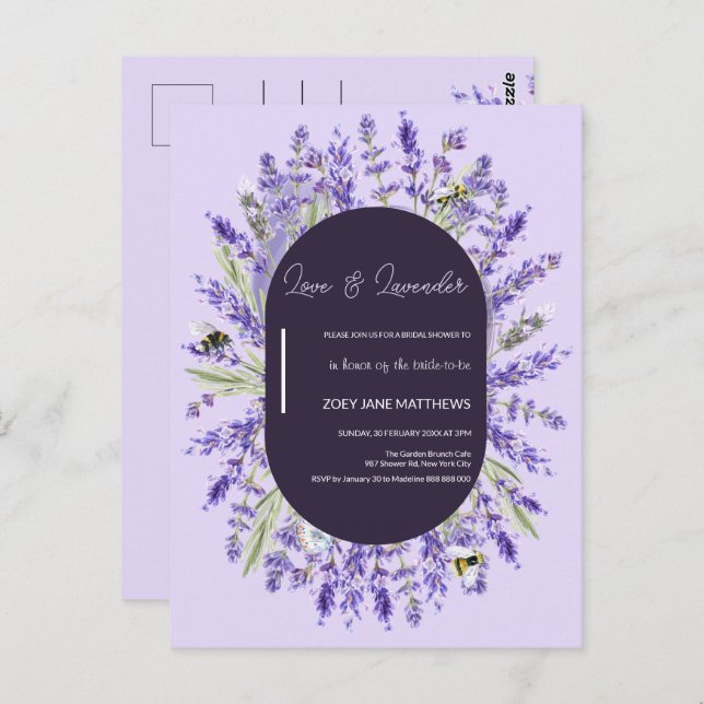 Love and Lavender | Budget Bridal Shower Invite (Front/Back)