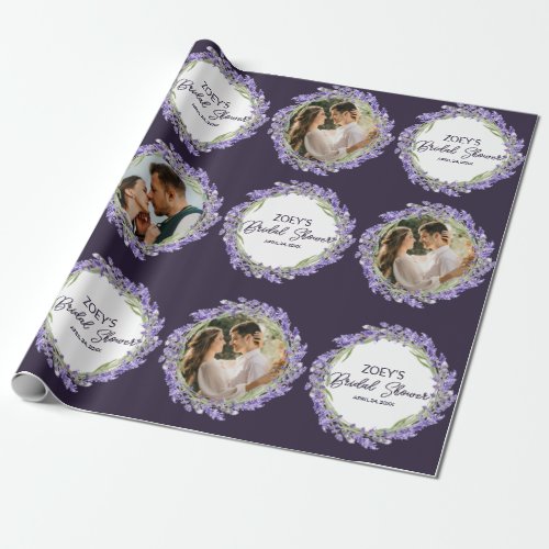 Love and Lavender  Custom Photo Bridal Shower Wrapping Paper