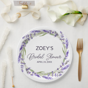 Love and Lavender   Elegant Watercolor Floral Paper Plates