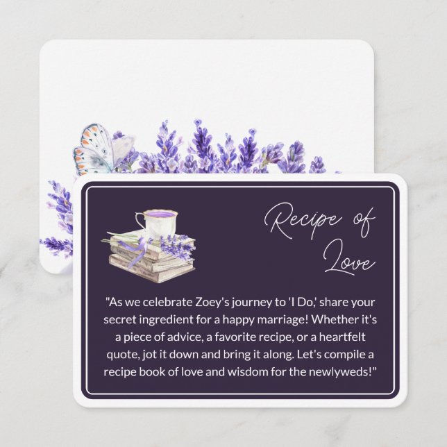 Love and Lavender | Recipe of Love Enclosure Card (Front/Back)