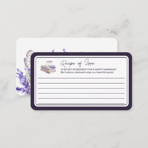 Love and Lavender  Recipe of Love Message Enclosure Card