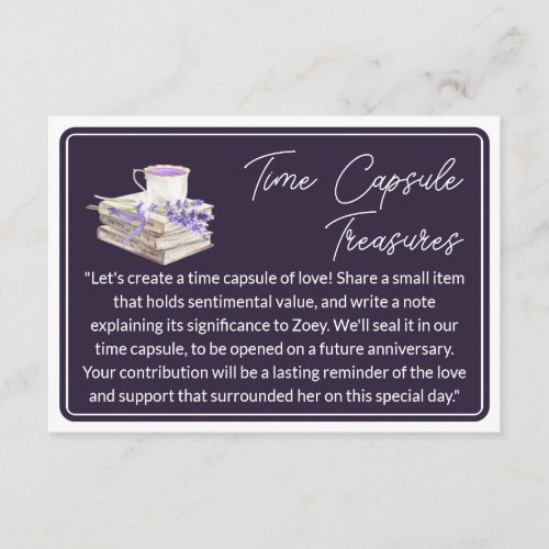 Love and Lavender  Time Capsule Treasures Enclosure Card