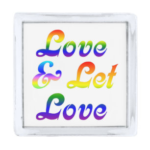 LOVE AND LET LOVE SILVER FINISH LAPEL PIN