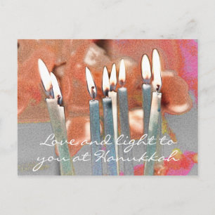 Love and Light at Hanukkah Abstract Holiday Postcard