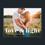 Love and Light Bold Typography Hanukkah Photo Holiday Postcard<br><div class="desc">Love and Light! Send Hanukkah wishes to family and friends with this customizable Hanukkah postcard. It features bold typography. Personalize by adding names and a photo. This calligraphy Happy Hanukkah postcard is available on other cardstock.</div>